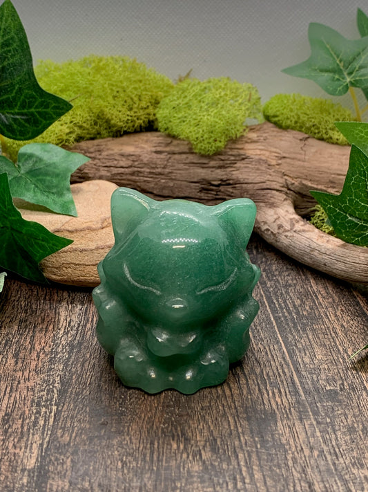 Green Aventurine Ninetails Carving