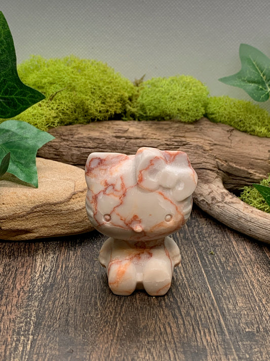 Red Vein Jasper Hello Kitty Carving