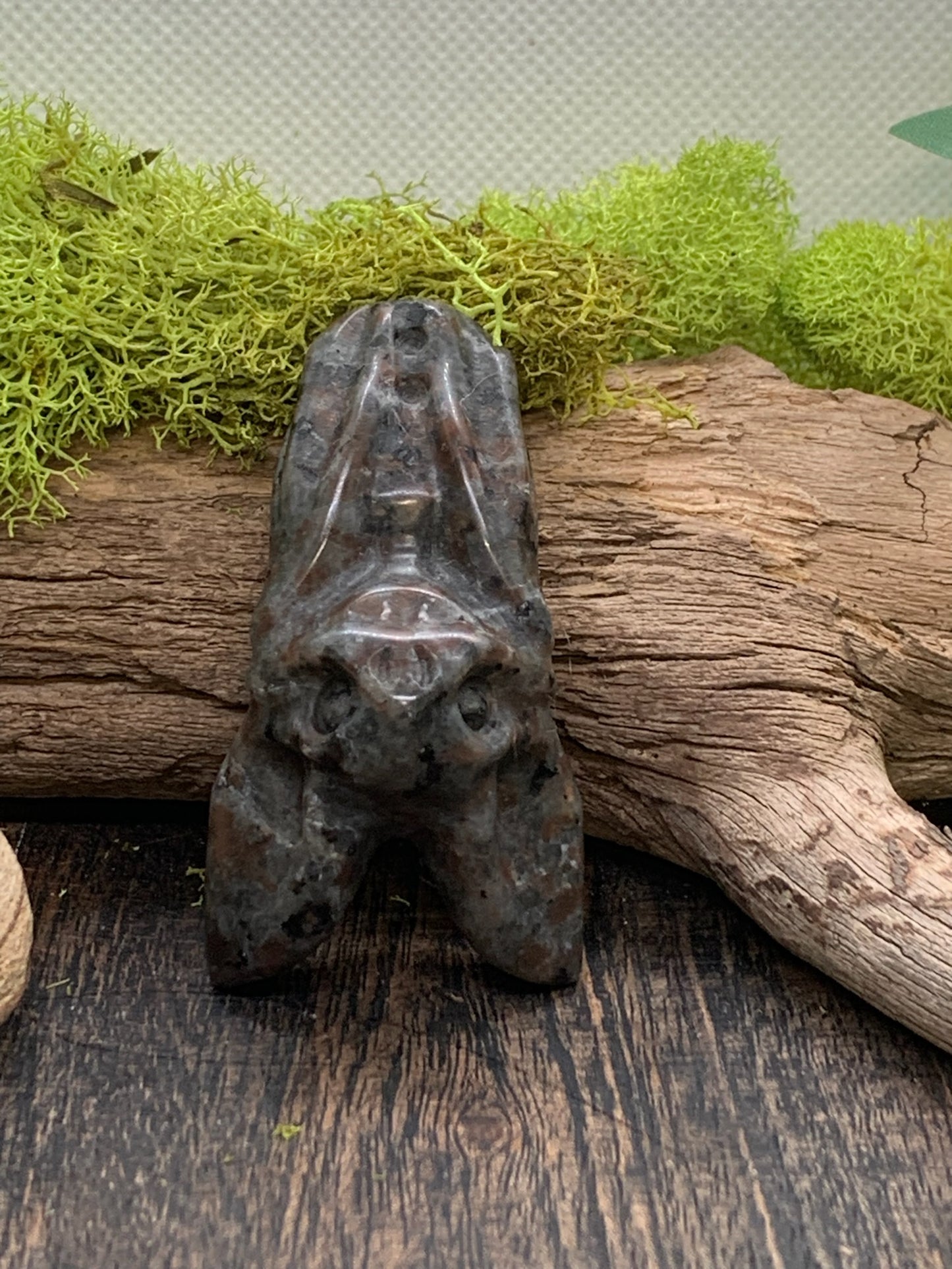 Fluorescent Sodalite Bat Carving