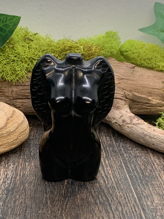 Obsidian Female Angel Body Carving