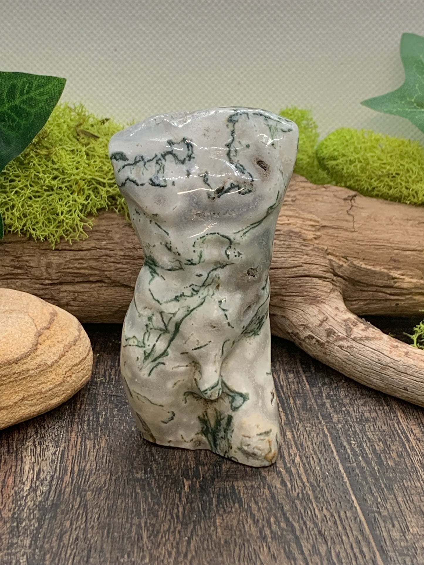 Moss Agate Male Body Carving