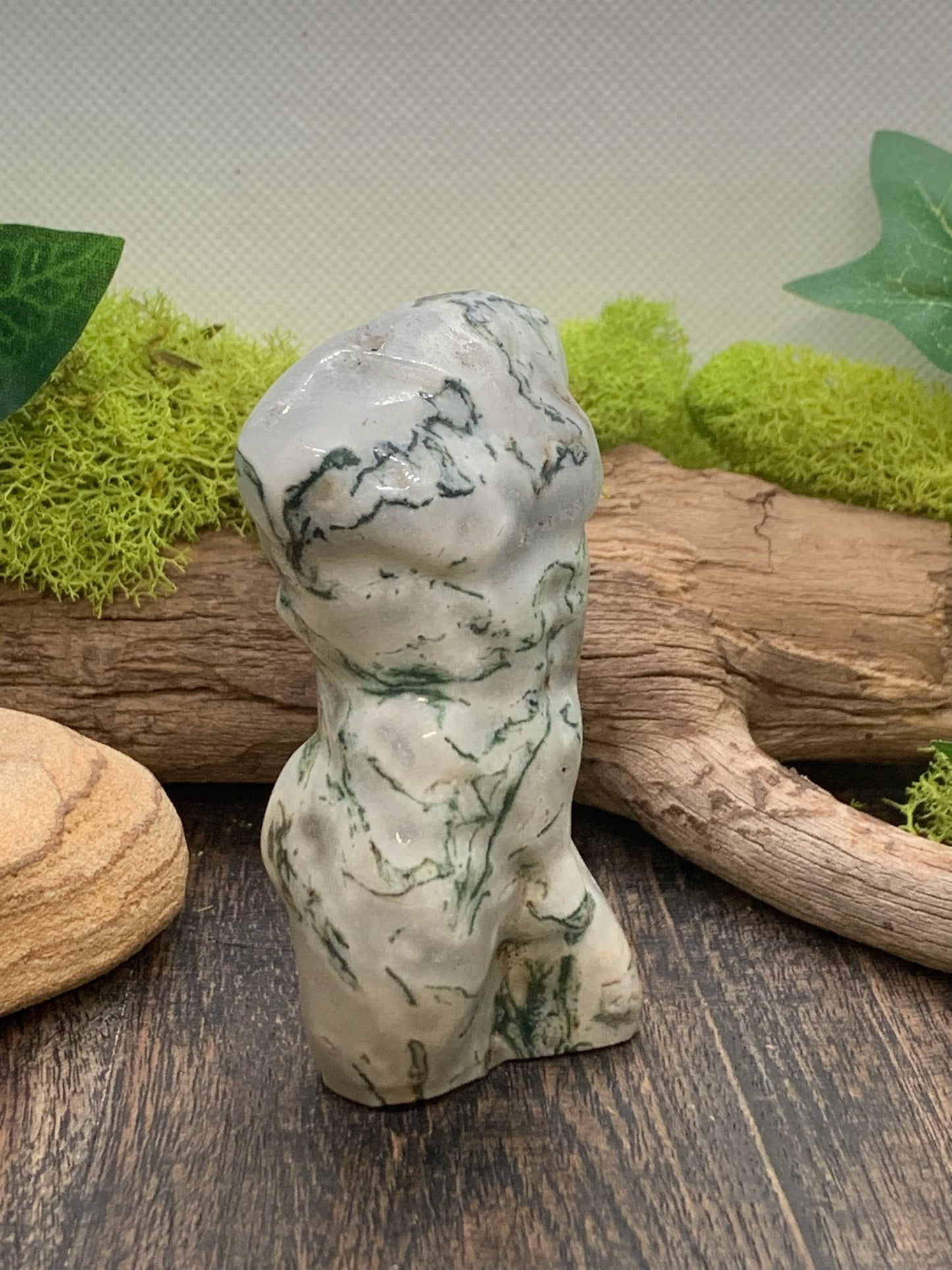 Moss Agate Male Body Carving