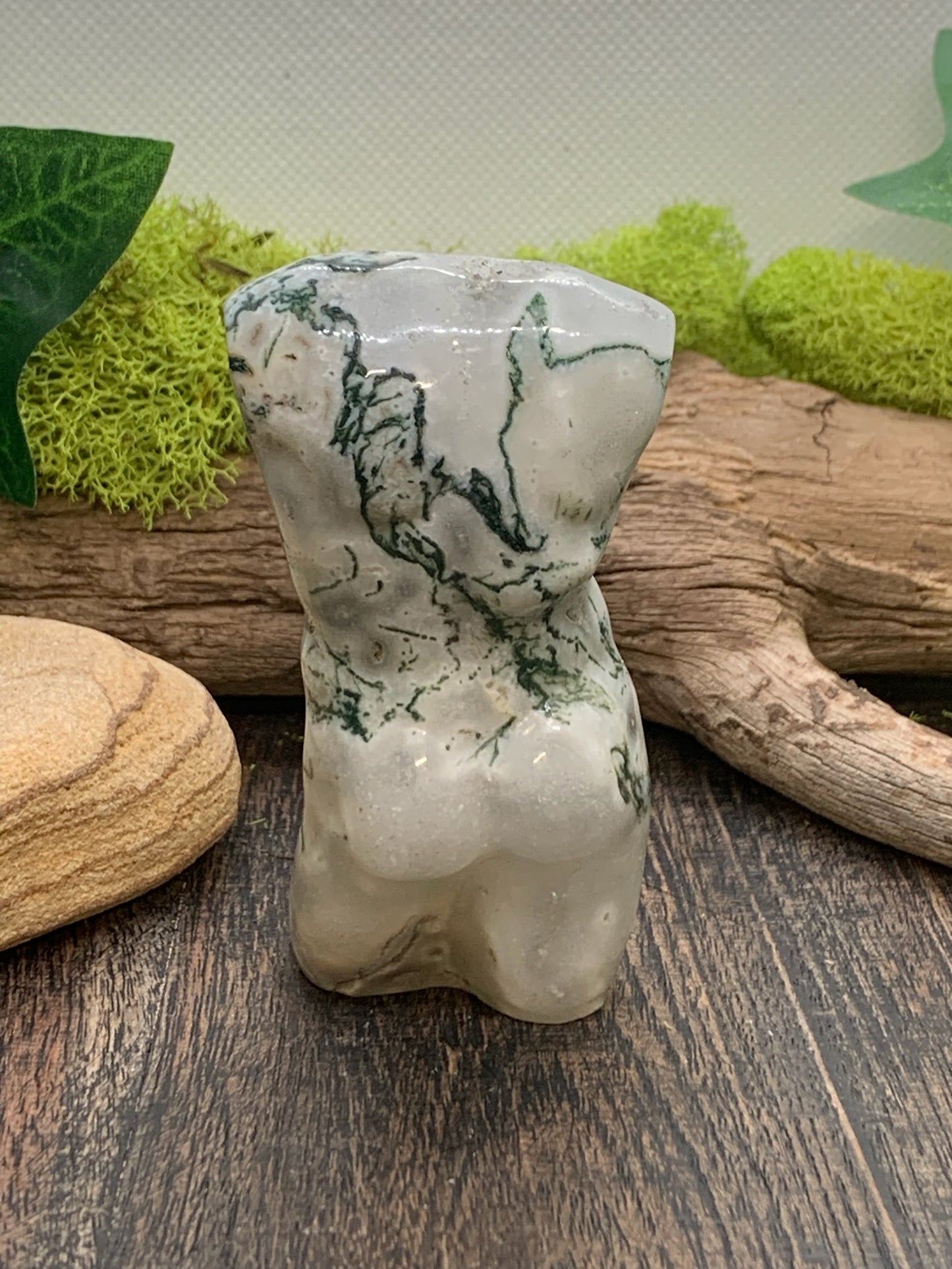 Moss Agate Male Body Carving