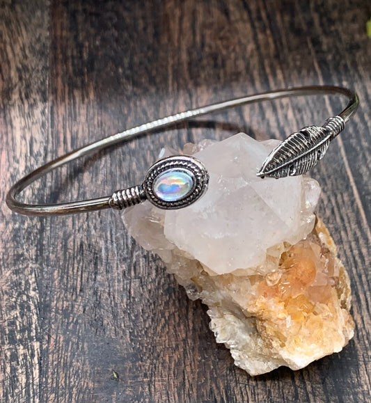 Metal Bangle with Opal Stone