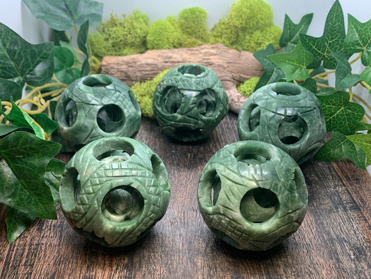 Green Jade Layered Puzzle Sphere