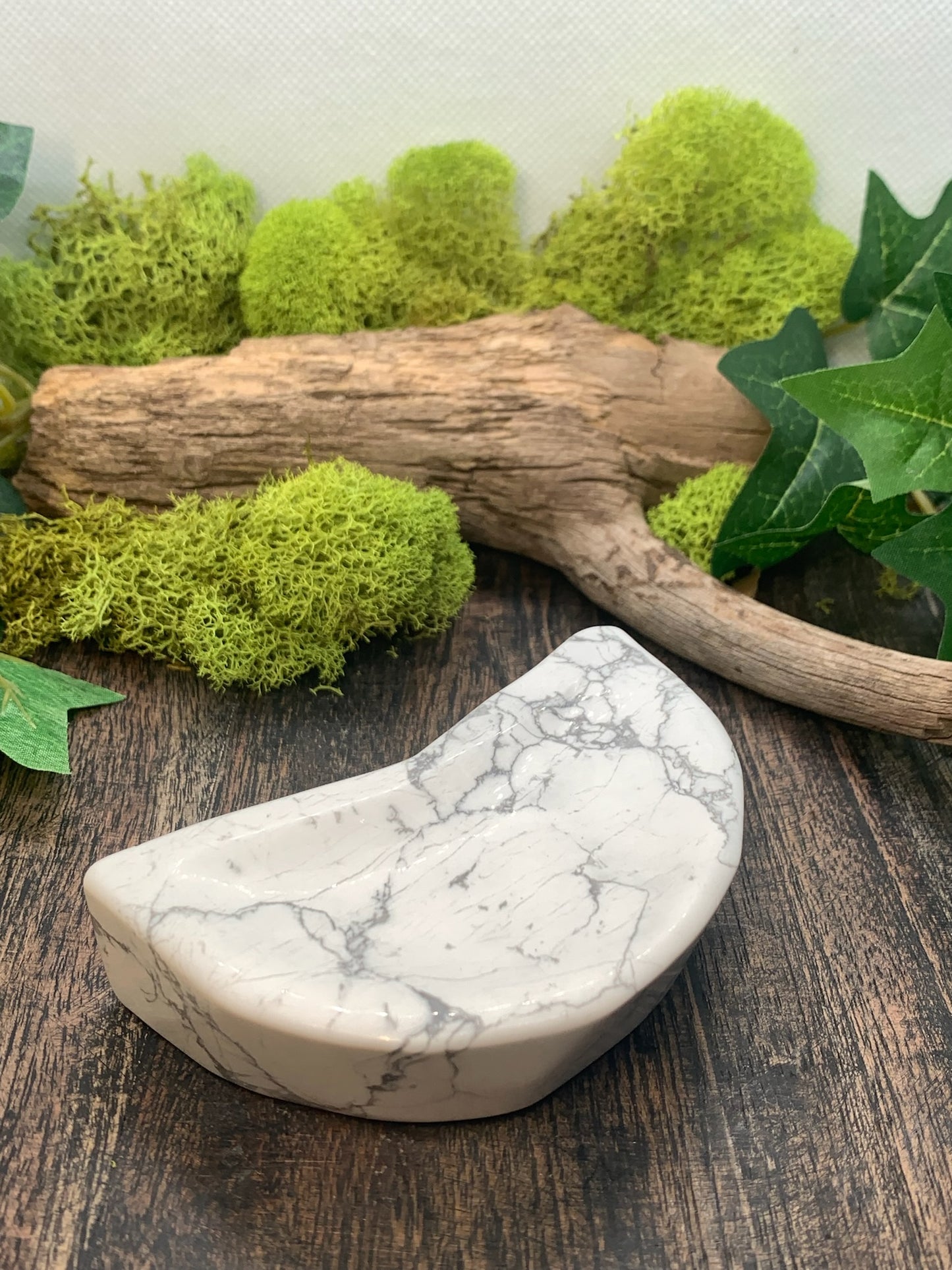 Howlite Moon Bowl Crystal Carving