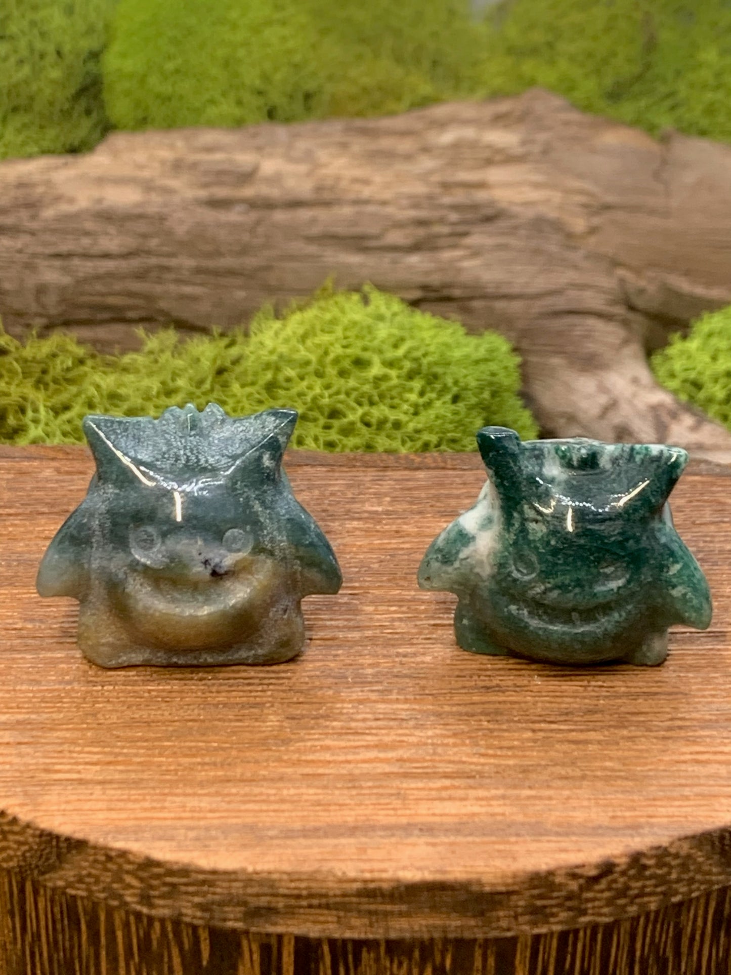 Moss Agate Gengar Carving