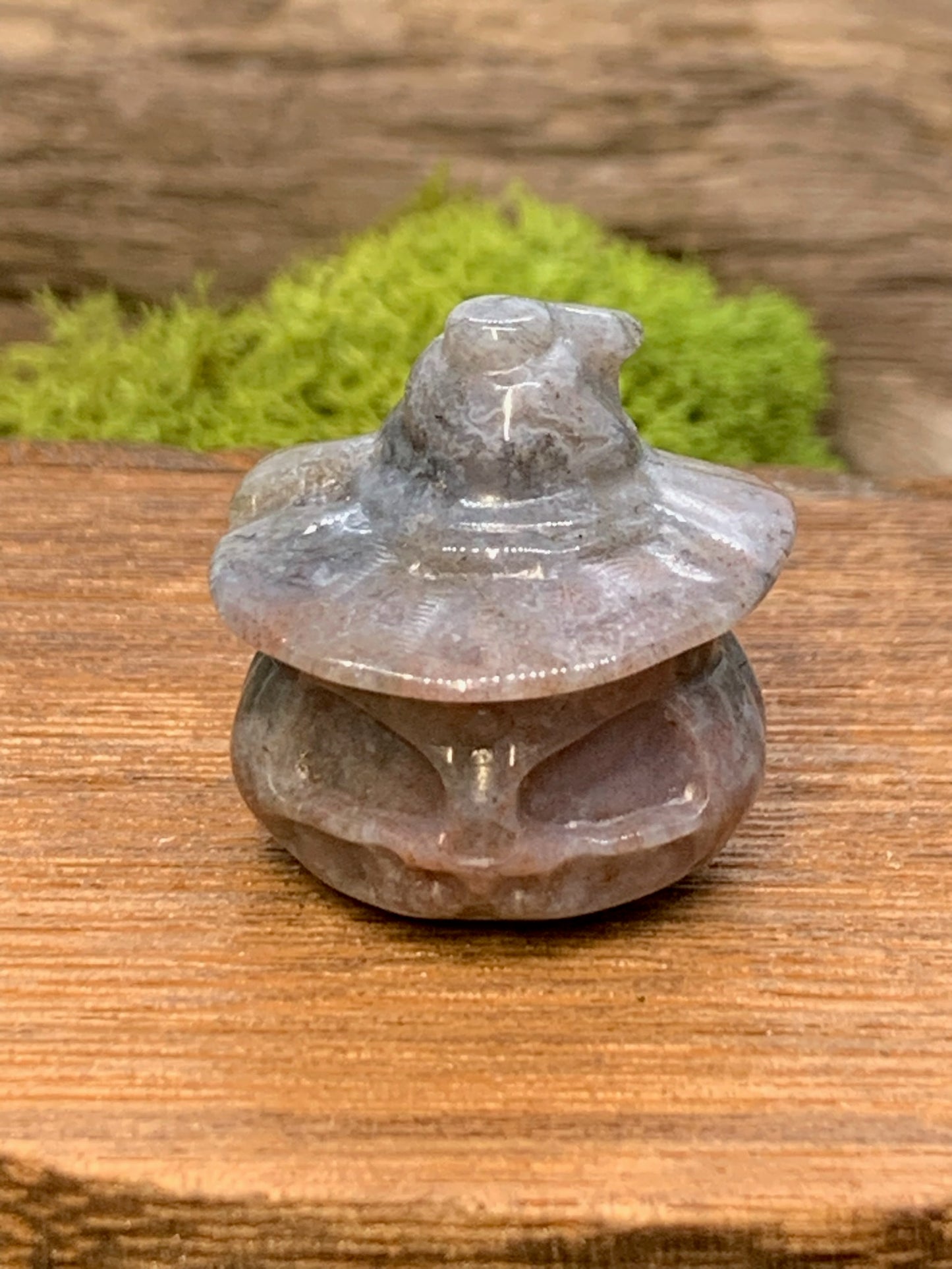 Ocean Jasper Pumpkin with Hat Carving