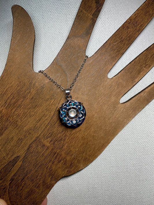 Lotus Moonstone Pendant Necklace