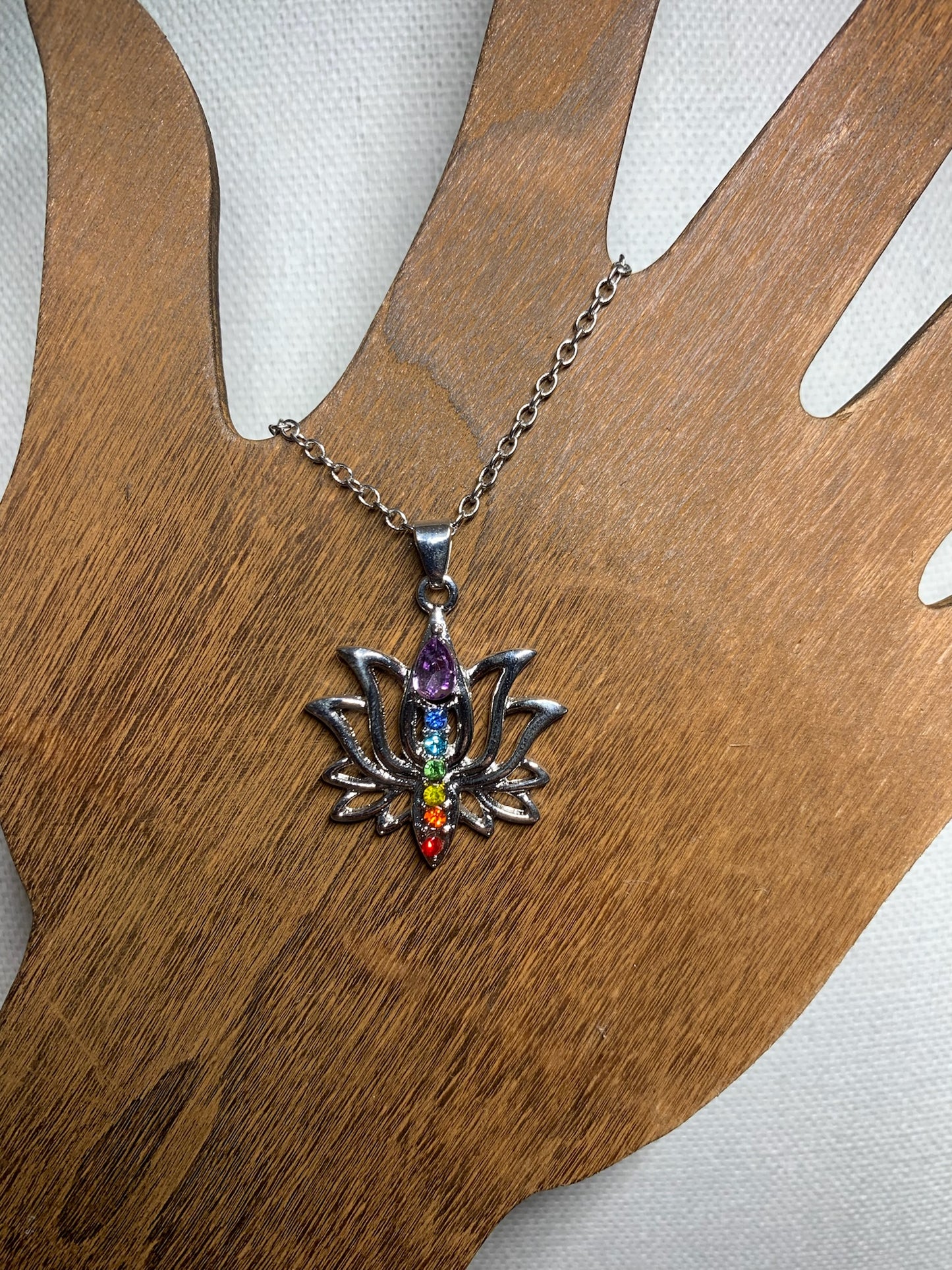 7 Chakra Lotus Pendant Necklace