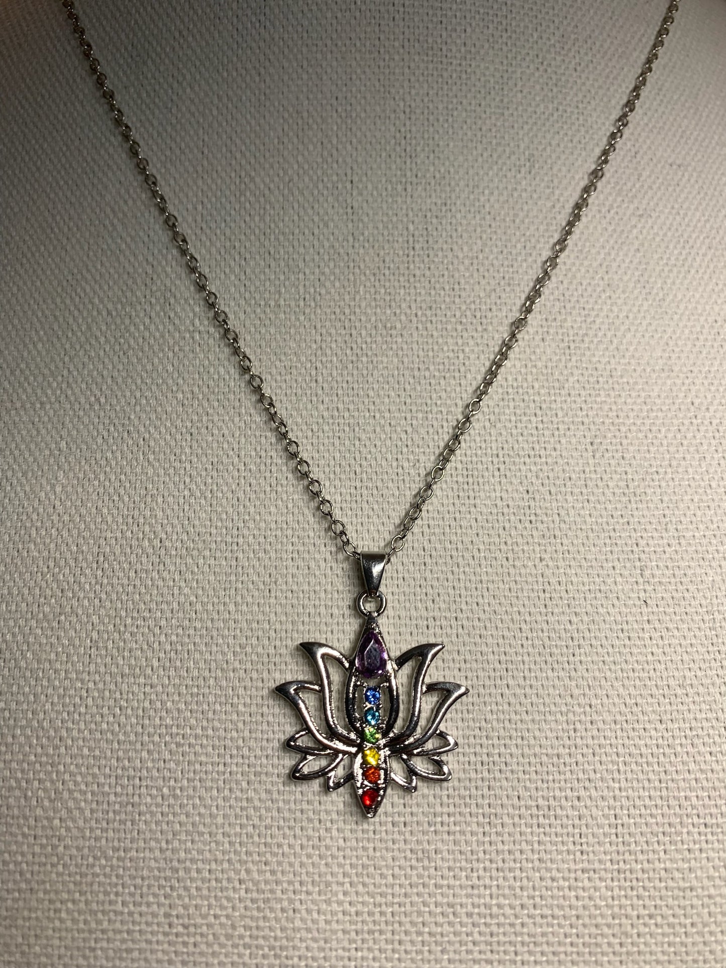 7 Chakra Lotus Pendant Necklace