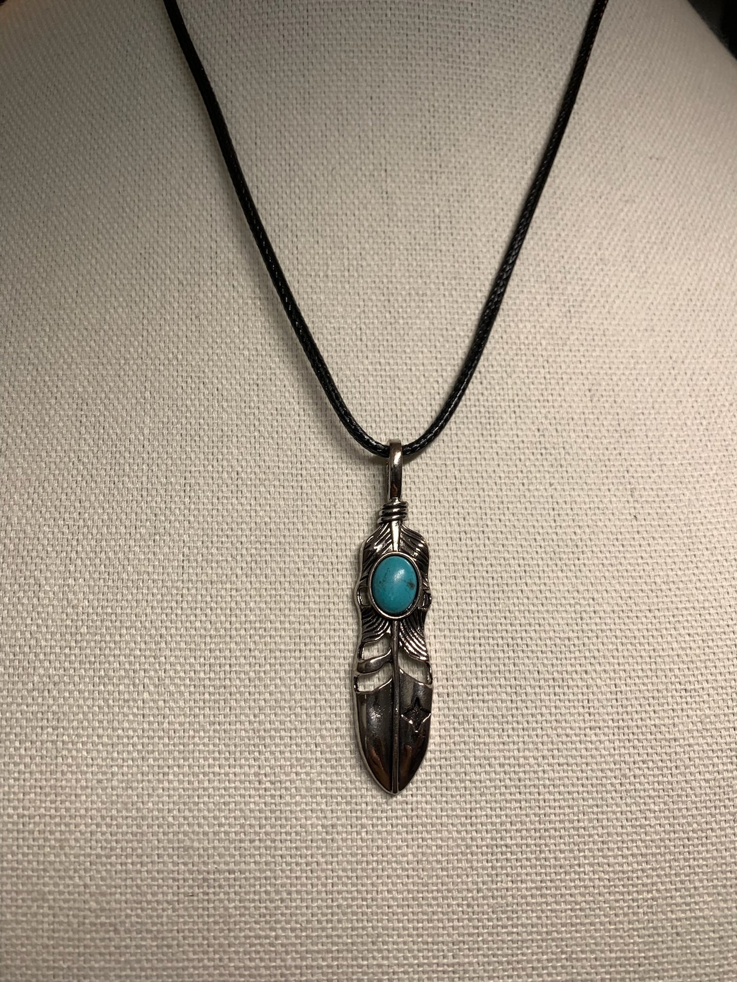 Feather Pendant on cord necklace