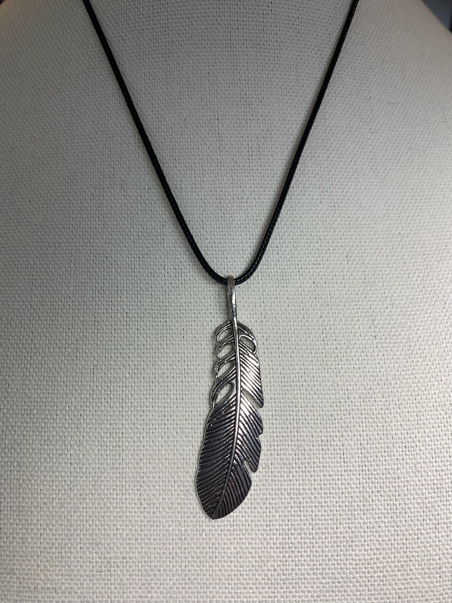 Feather Pendant on cord necklace