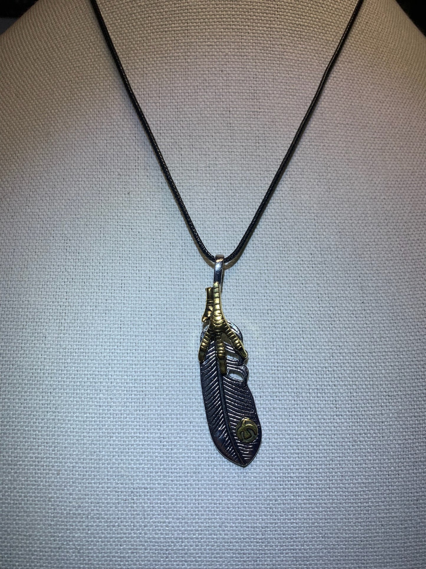 Feather Pendant on cord necklace