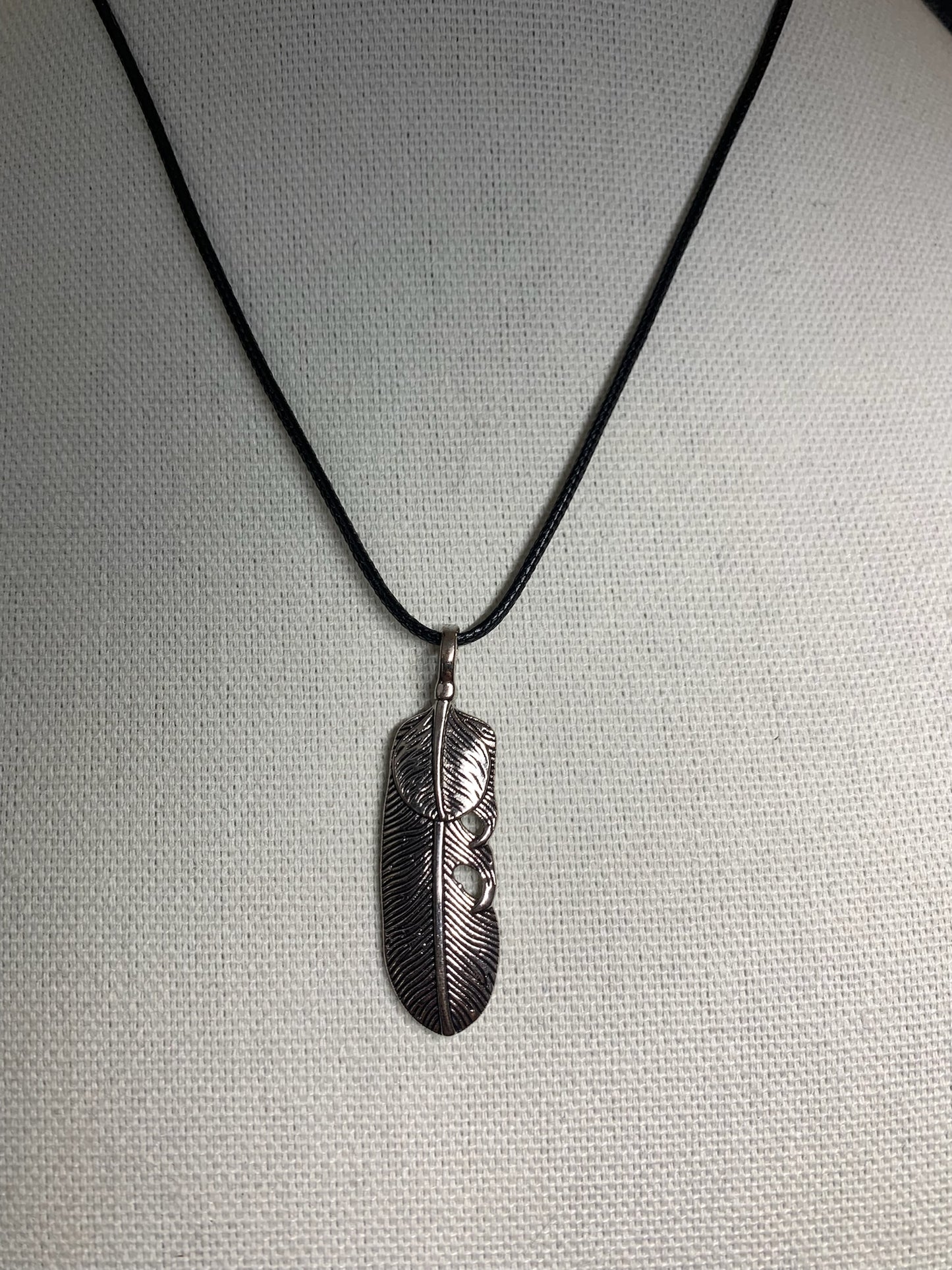 Feather Pendant on cord necklace