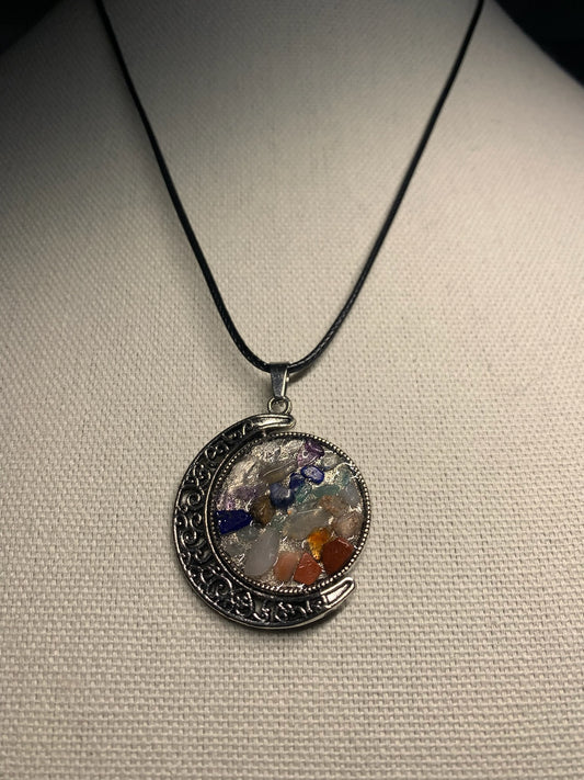 Chakra Moon Spinner Pendant Necklace