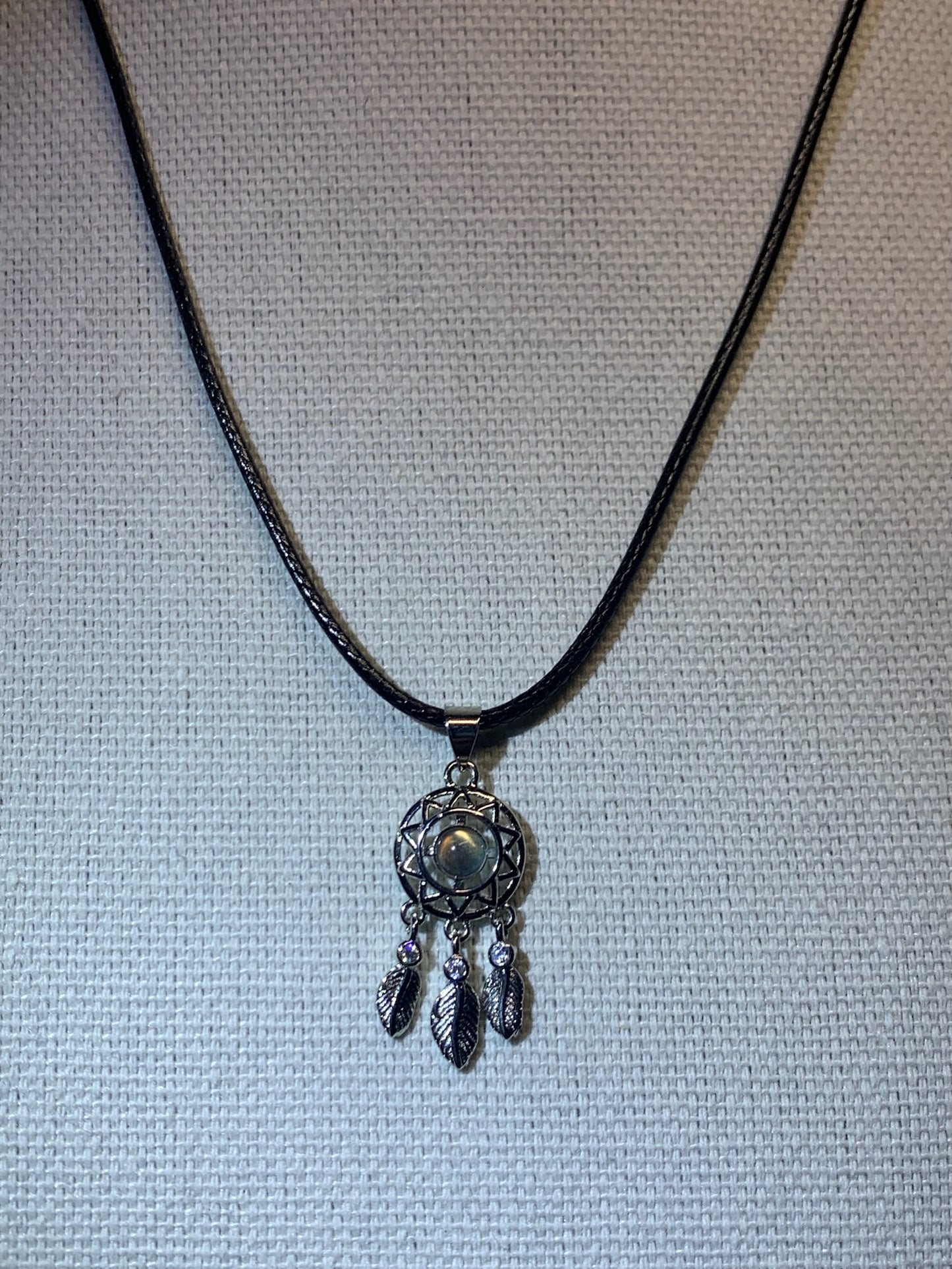 Labradorite Feather Dreamcatcher Pendant Necklace