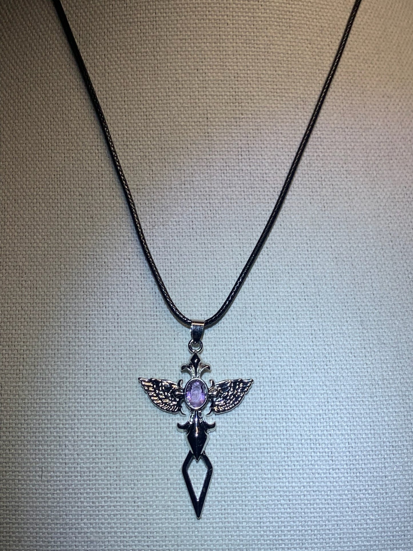 Angel wing cross pendant necklace