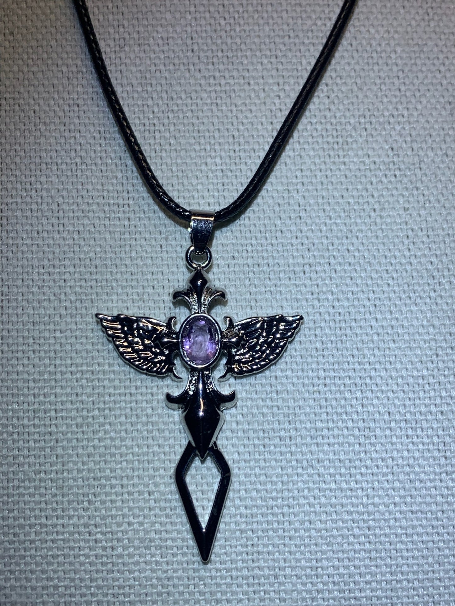 Angel wing cross pendant necklace