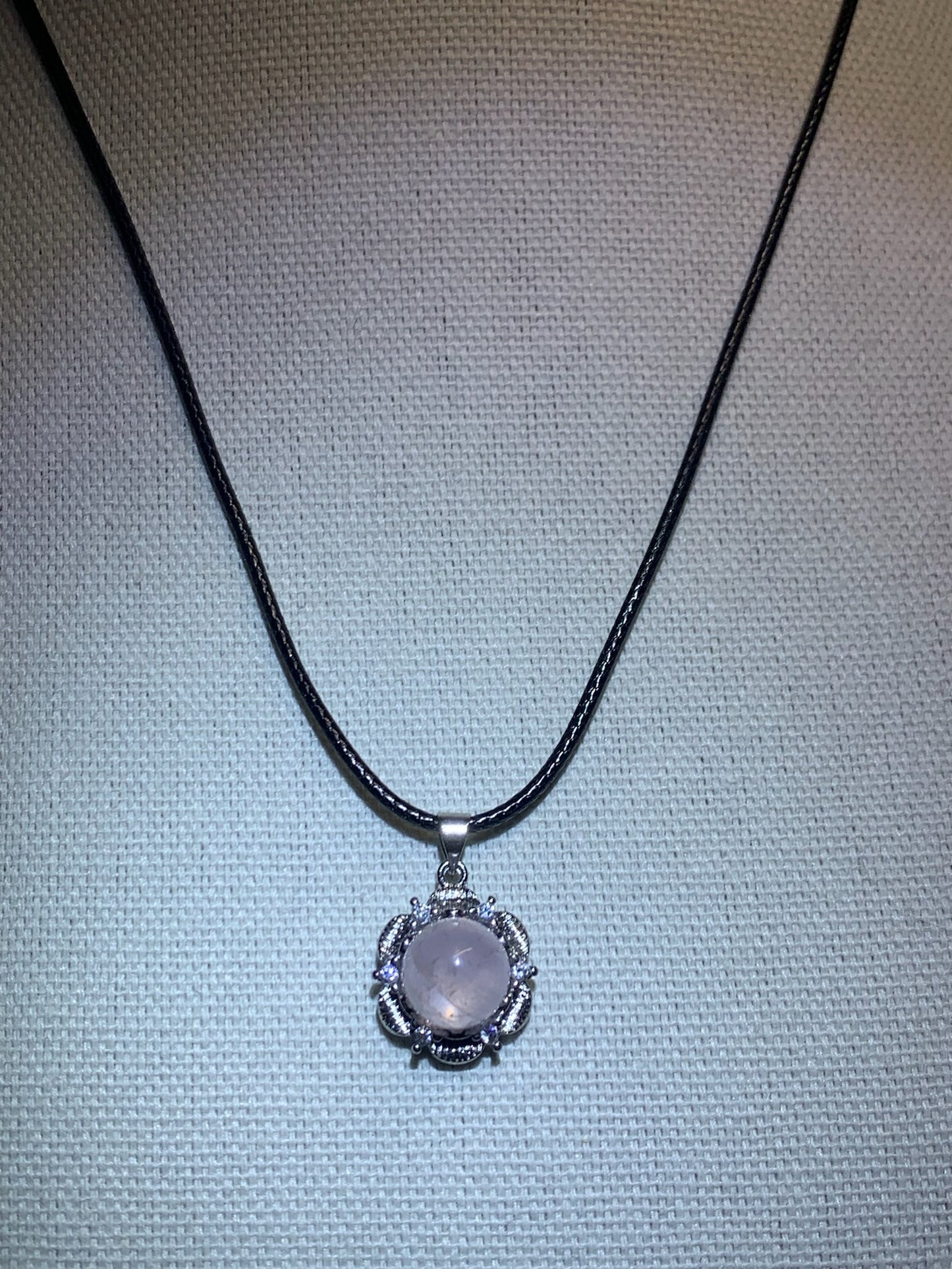 Rose Quartz Lotus Pendant Necklace