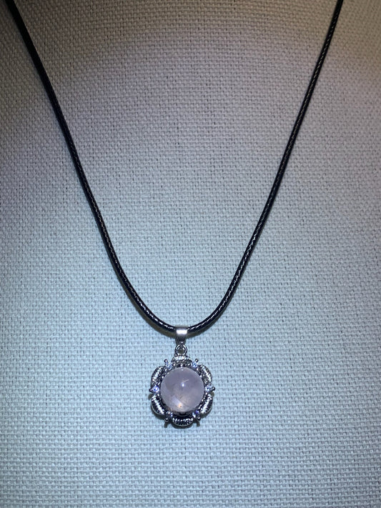 Rose Quartz Lotus Pendant Necklace