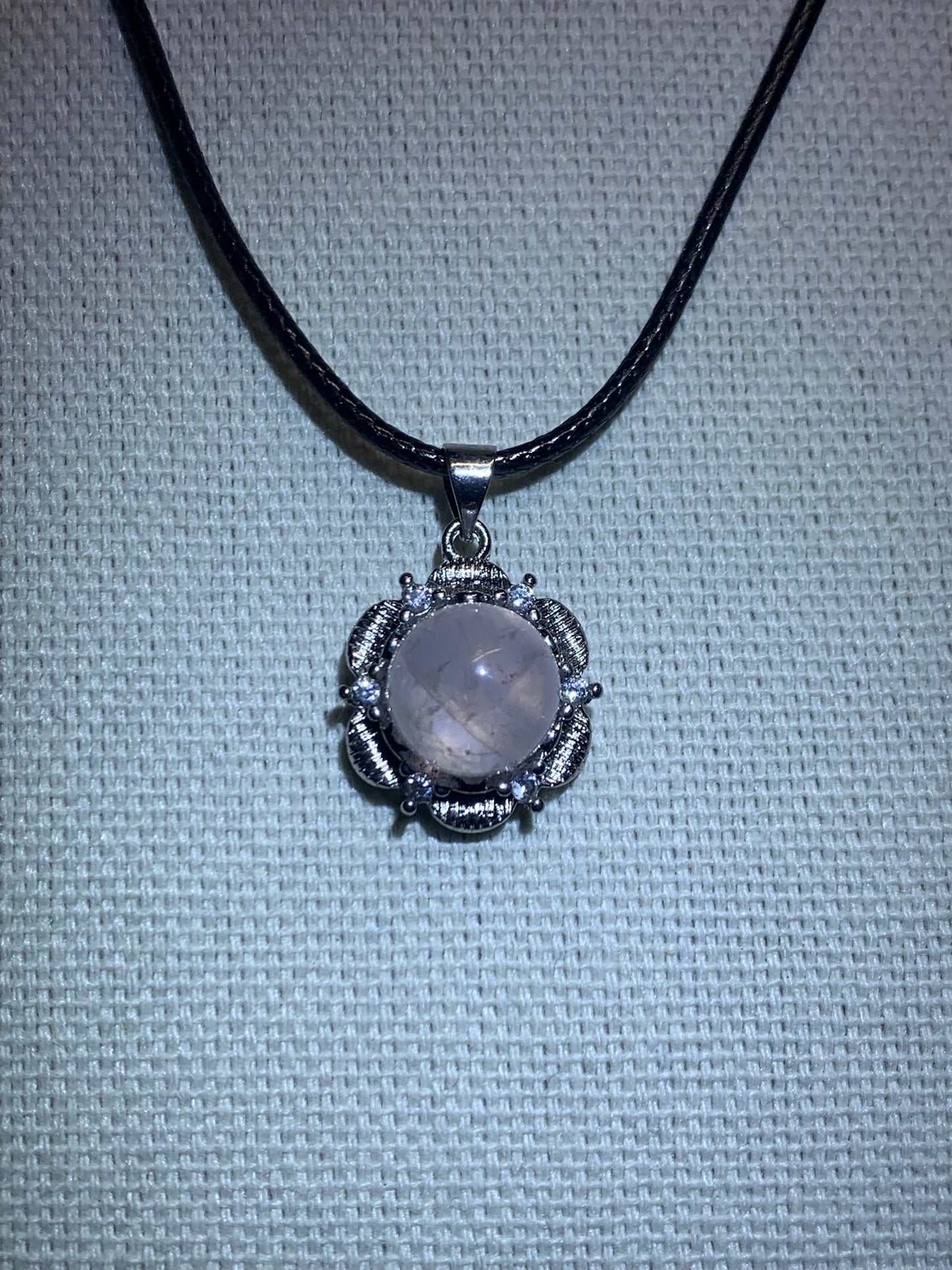 Rose Quartz Lotus Pendant Necklace