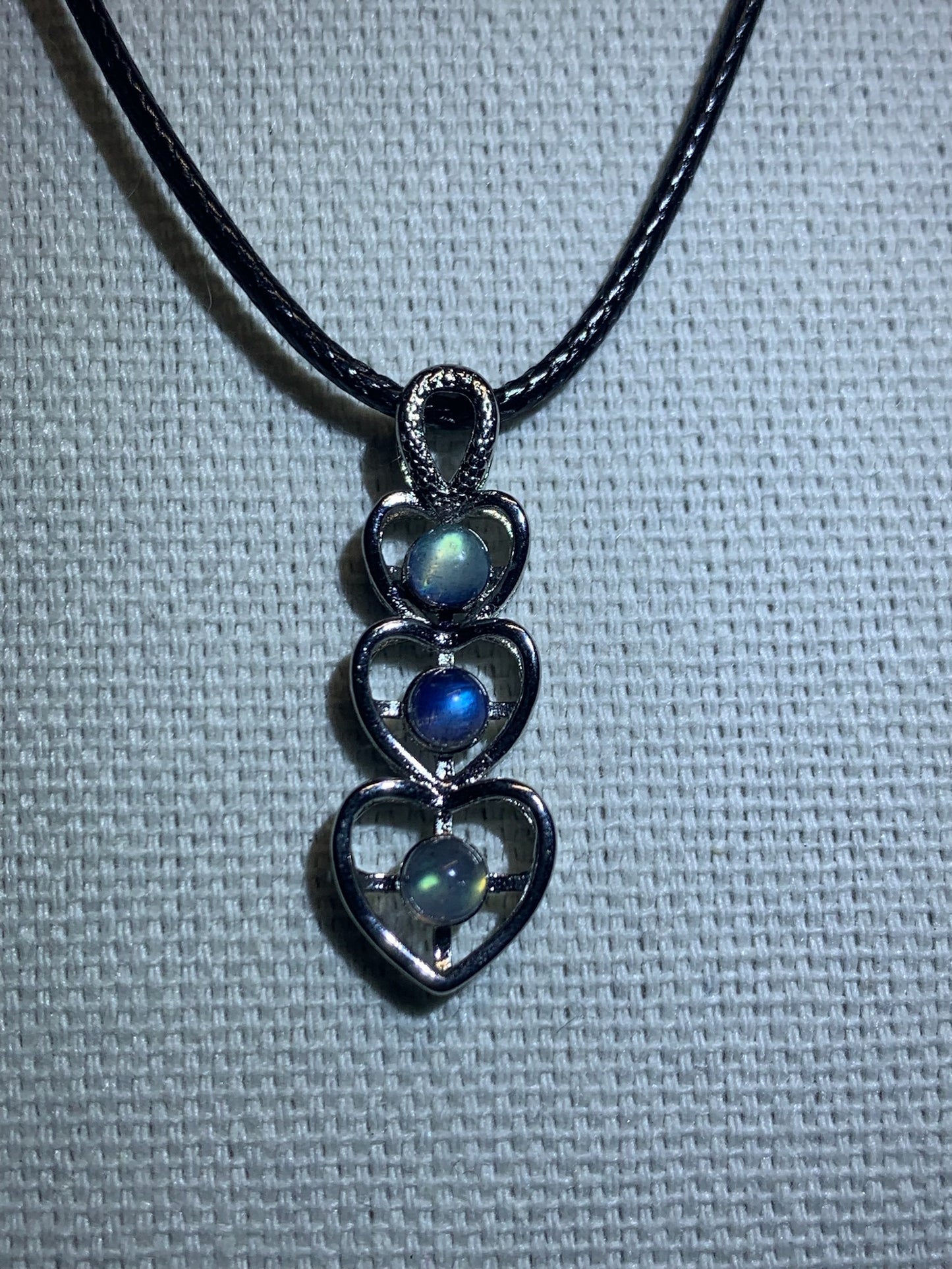 Labradorite Triple Heart Pendant Necklace