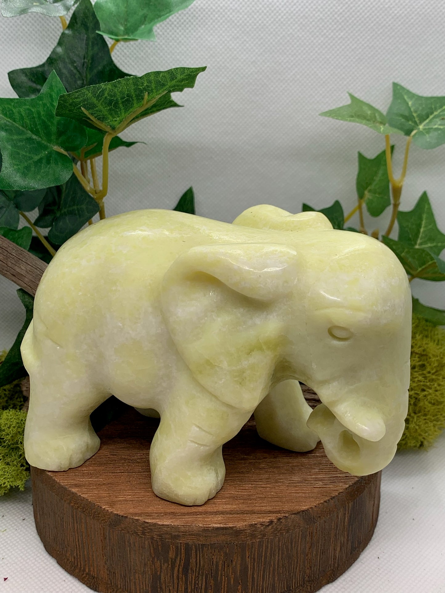 Lemon Jade Elephant Carving