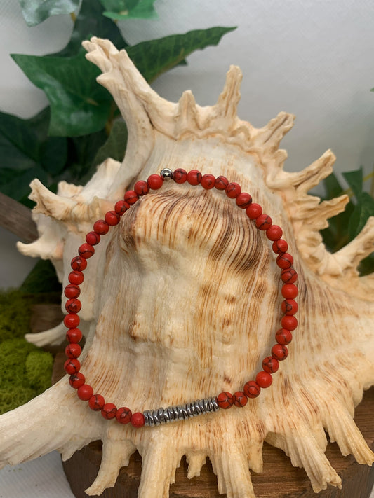 Red Turquoise Bracelet 4mm