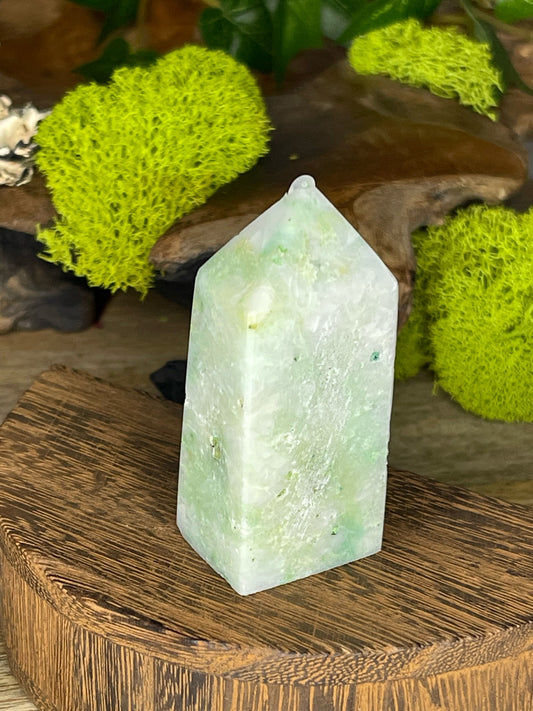 Chrysocolla in Quartz Tower