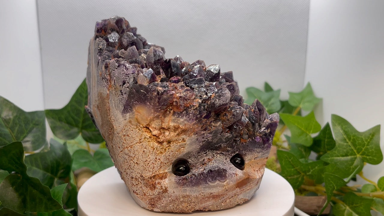 Amethyst Cluster Groot Carving