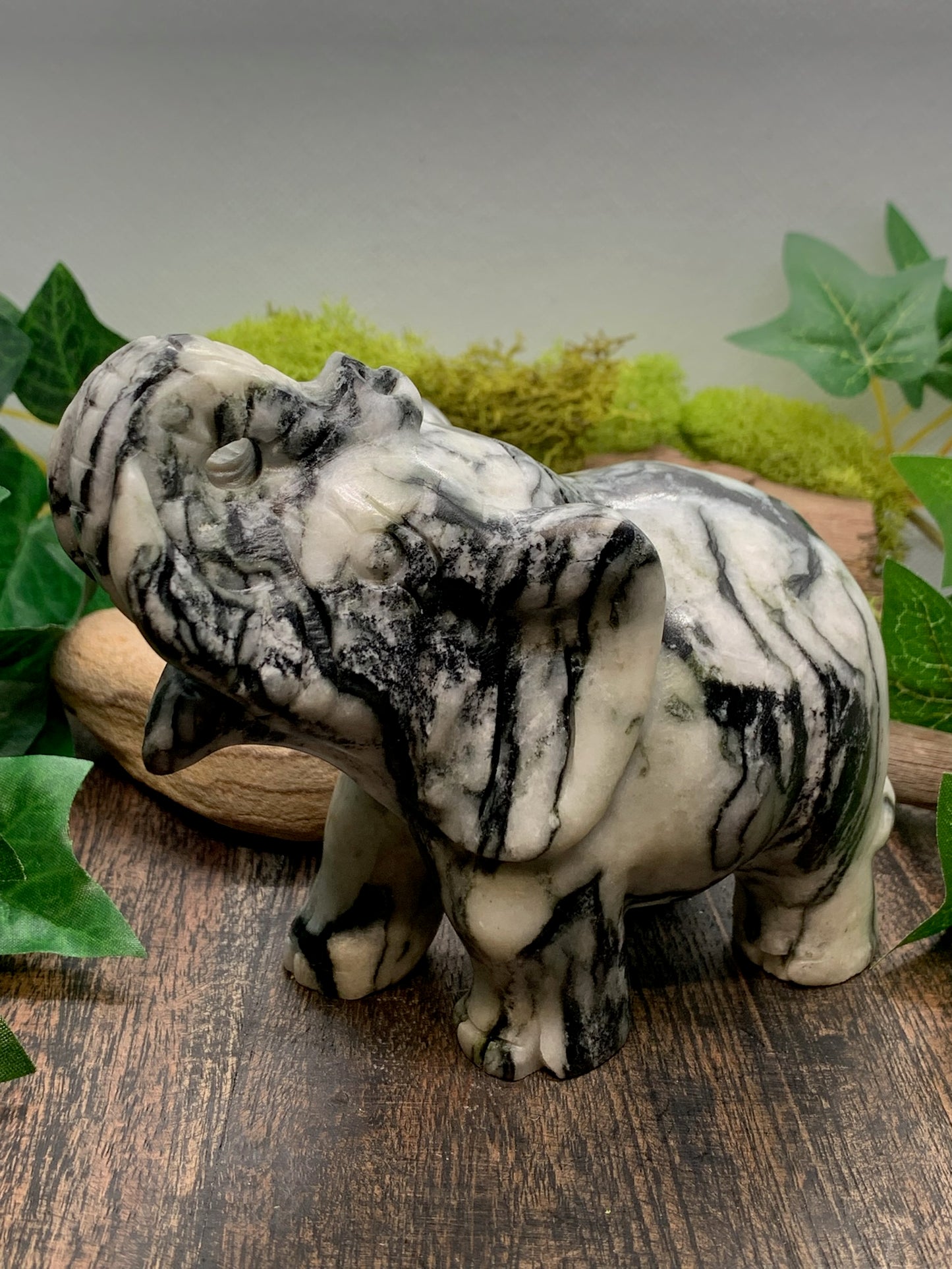 Picasso Jasper Elephant Carving