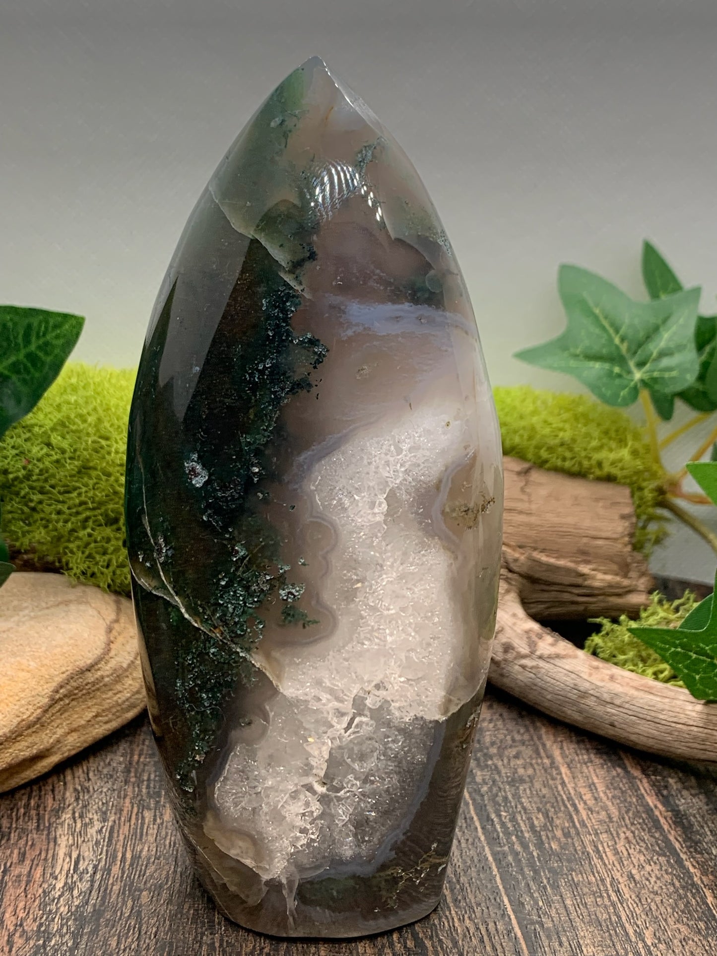 Druzy Moss Agate Freeform