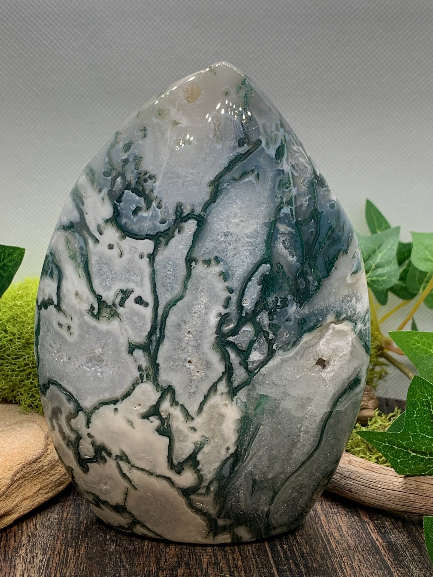 Druzy Moss Agate Freeform