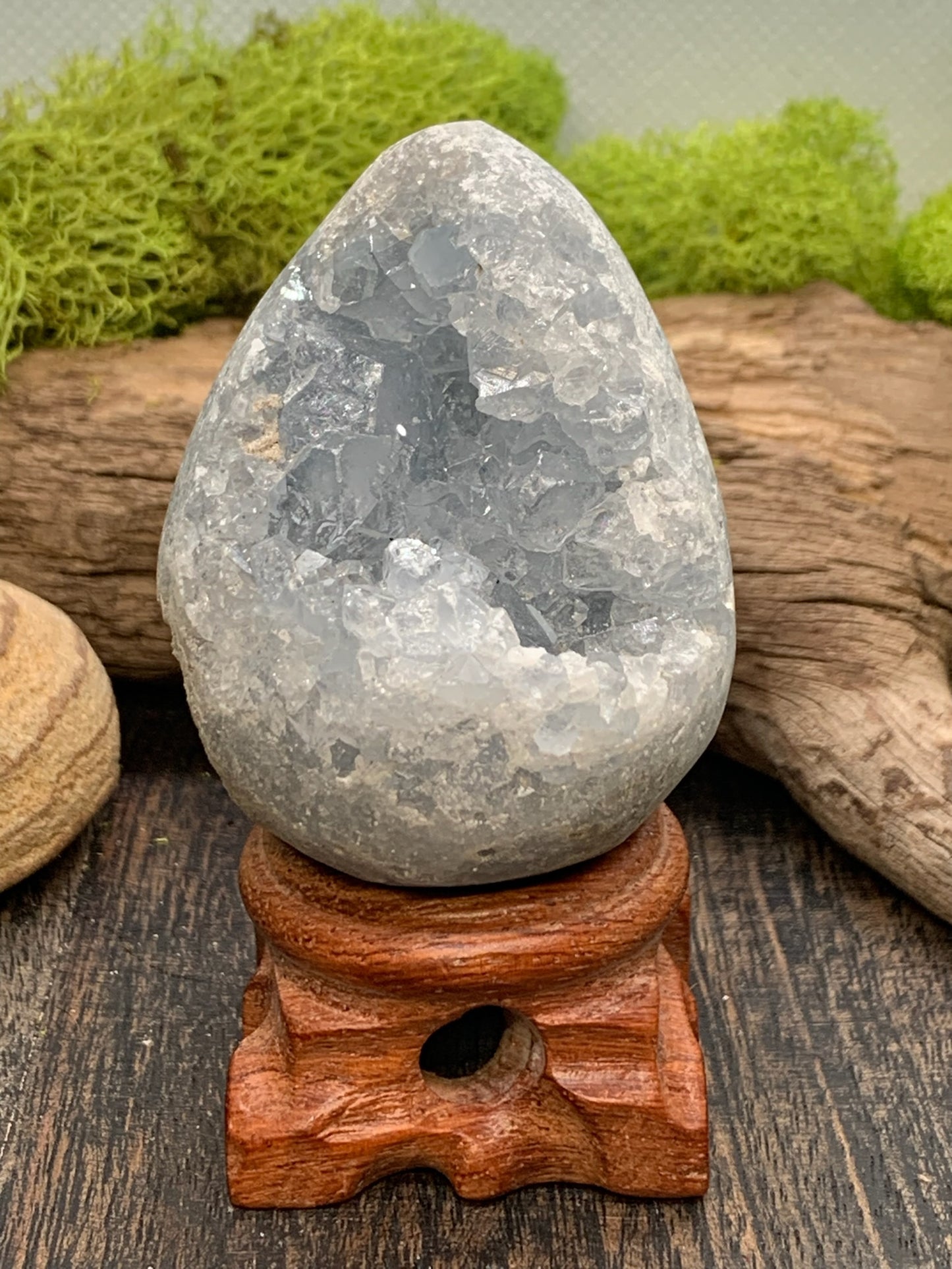 Celestine Druzy Egg