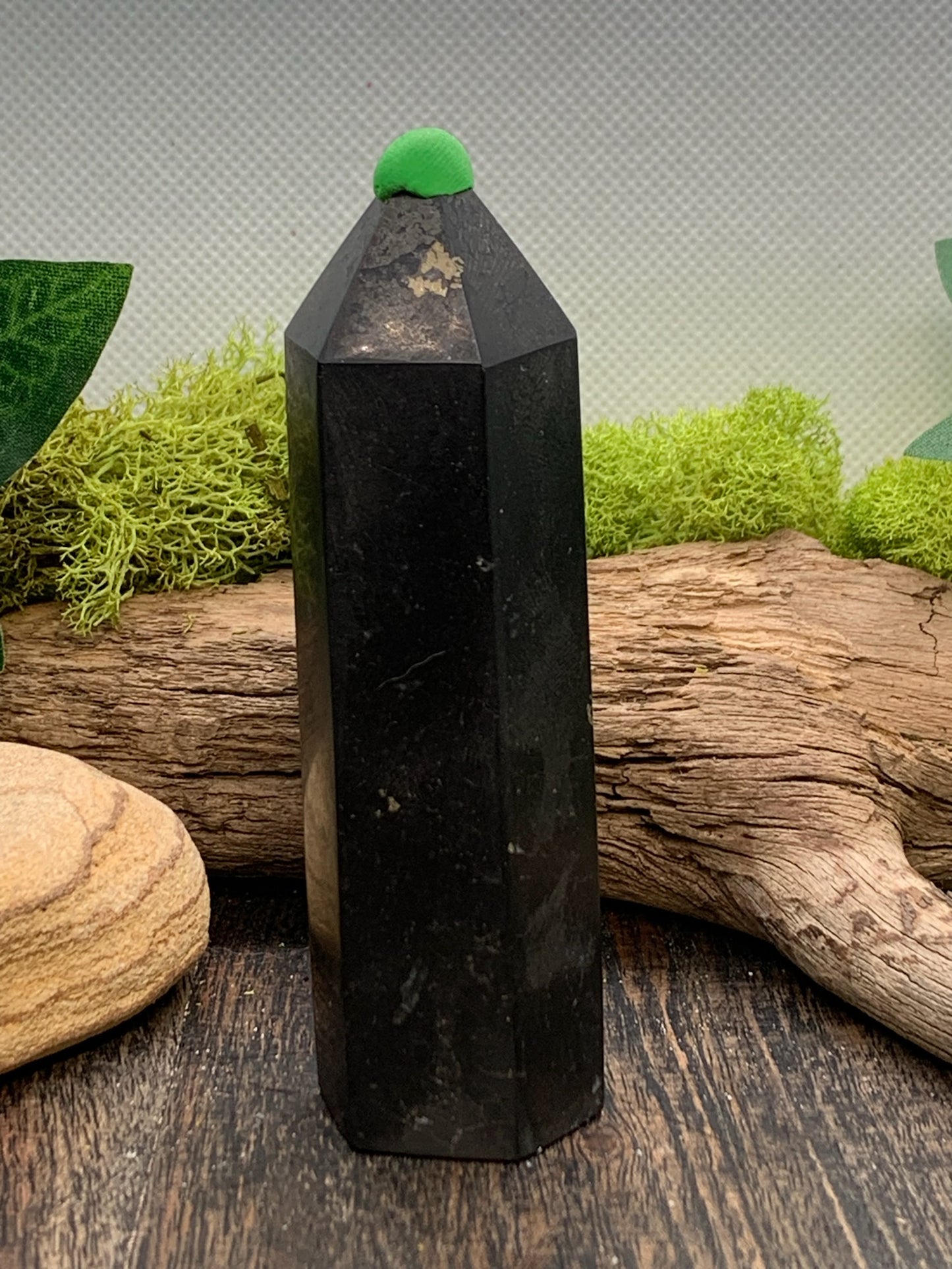 Black Tourmaline with pyrite tower