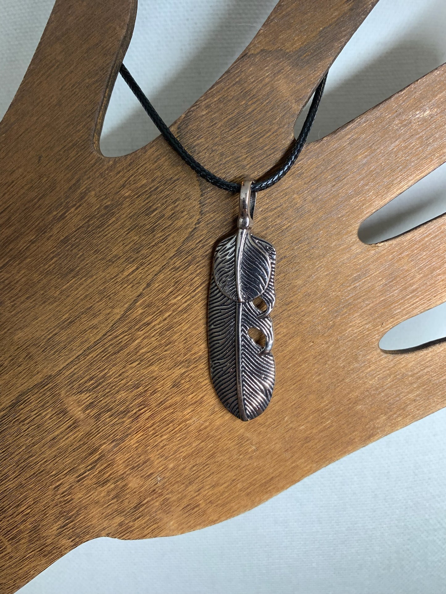 Feather Pendant on cord necklace